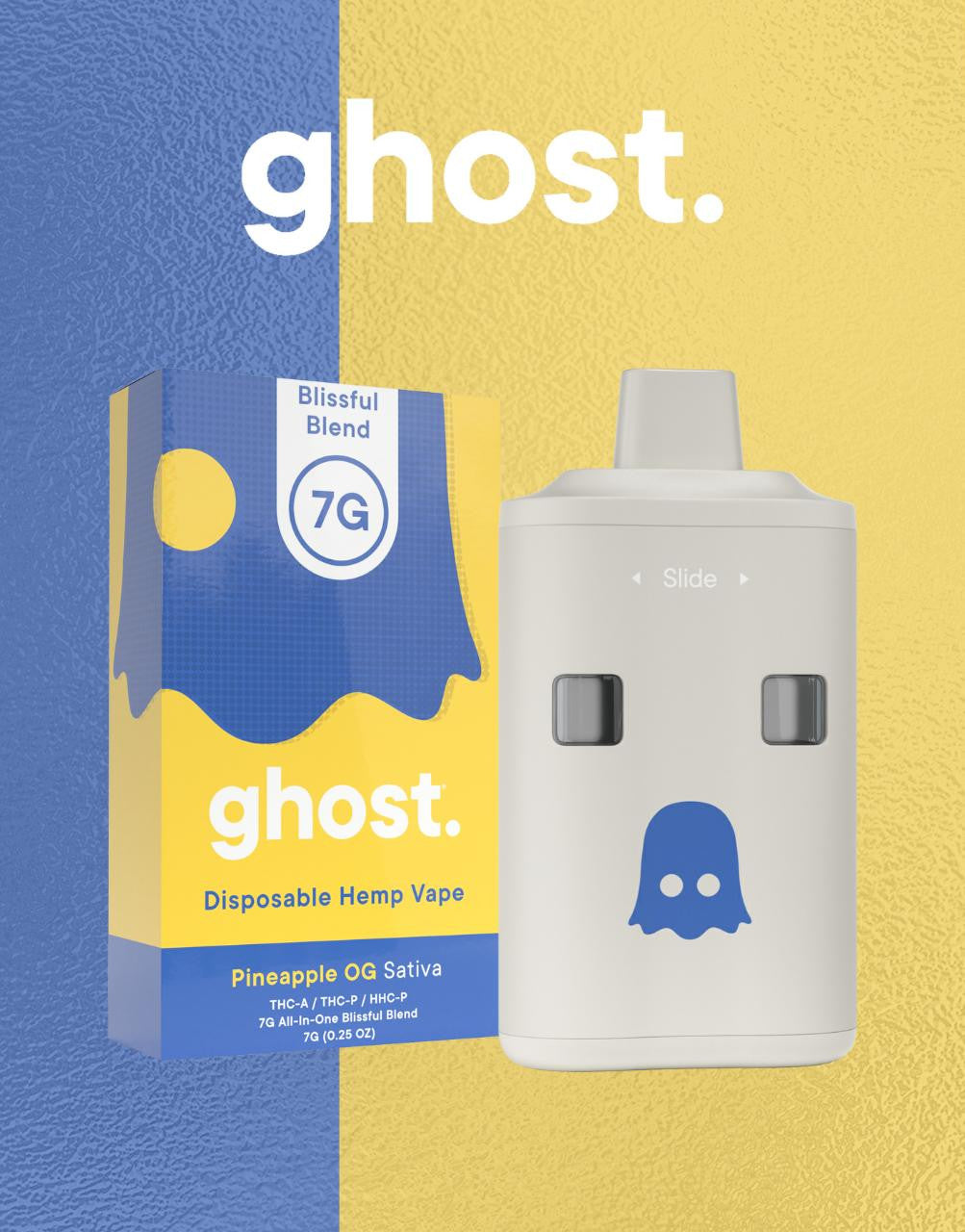 GHOST | VAPE DESECHABLE THCA 7000 MG | 7MG | PLUMA DE WAX